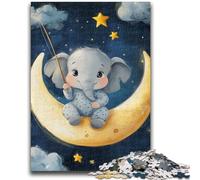 Puzzle éléphant endormi pour Adolescents, Jeu Stimulant et Familial avec des pièces de Formes aléatoires entièrement emboîtables (50x75cm)