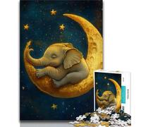 Puzzle éléphant endormi pour Adultes 1000 pièces, Jeu Stimulant et Jeu Familial avec des pièces entièrement emboîtables de Formes aléatoires 38x26cm