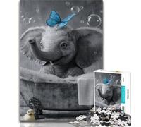 Puzzle éléphant et Papillon Bleu 1000 pièces pour Adultes, Jeux d'activités familiales stimulants, Jouet de Bricolage pour décoration Murale (50x75cm)