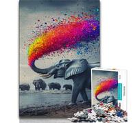 Puzzle éléphant fumé Arc-en-Ciel 1000 pièces pour Adolescents, Jeux éducatifs, décoration d'intérieur, Cadeaux pour Toute la Famille (38x26cm)