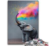Puzzle éléphant fumé Arc-en-Ciel 1000 pièces pour Adultes et Adolescents, idéal pour Tuer Le Temps en Vacances avec des pièces de Formes aléatoires entièrement emboîtables (50x75cm)