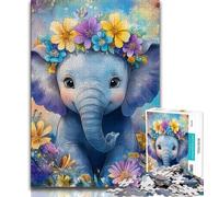 Puzzle éléphant Mignon 1000 pièces pour Adultes, Jouet éducatif et décompressant, Cadeau d'anniversaire, décoration Murale (38x26cm)