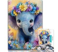 Puzzle éléphant Mignon de 1 000 pièces pour Adolescents, Jeux d'activités familiales stimulants, Jouet de Bricolage pour décoration Murale de la Maison (38x26cm)