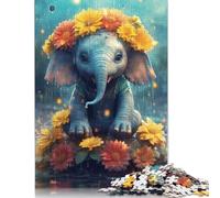 Puzzle éléphant Mignon, Jouet de détente, Puzzle en Carton de qualité supérieure pour Enfants Adultes, Cadeaux de Noël, 1000 pièces (75 x 50 cm)