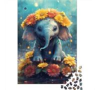Puzzle éléphant Mignon, matériaux respectueux de l'environnement, Puzzle en Carton 100% recyclé pour Enfants Adultes, Cadeau de Noël, 1000 pièces (38 x 26 cm)