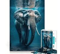 Puzzle Éléphant Nageur 1000 Pièces pour Adolescents Jeu de Logique Solide Activité à Domicile Bords Transparents Cadeau Précieux 38x26cm