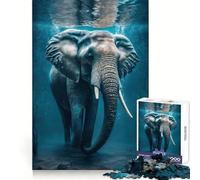 Puzzle Éléphant Nageur 1000 Pièces pour Adolescents Jeu de Logique Solide Activité à Domicile Bords Transparents Cadeau Précieux 38x26cm