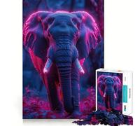 Puzzle Éléphant Néon pour Adolescents, 1000 Pièces, Jeu Intelligent et Apaisant, Motif à Assembler, Joli Cadeau (38x52cm)