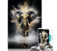 Puzzle éléphant Noir doré pour Adolescents 1000 pièces, Jeu Stimulant et Jeu Familial avec des pièces entièrement emboîtables de Formes aléatoires 38x26cm