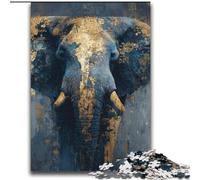 Puzzle Éléphant Noir et Or 2000 pièces pour Adolescents, Jeu Stimulant et éducatif en Famille pour Anniversaire et Noël (70x100cm)