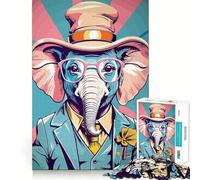 Puzzle éléphant Pastel fantaisiste pour Adolescents,1000 pièces,Jeu Stimulant Mental,Taille Uniforme,pièces précises,activité Amusante en Famille Le Soir (50x75cm)