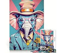 Puzzle éléphant Pastel fantaisiste pour Adolescents 1000 pièces Pensée logique, évasion Tranquille, Cadenas sans Couture, Cadeau de Vacances (38x26cm)