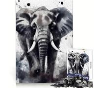 Puzzle Éléphant Peinture Aquarelle 1000 Pièces pour Adultes Stimulation Mentale Passe-Temps Confortable Assemblage Précis Cadeau de Vacances (38x26cm)
