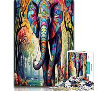Puzzle éléphant psychédélique 1000 pièces pour Adultes et Adolescents, Jouet éducatif et éducatif, idéal comme Cadeau pour Toute la Famille (38x26cm)