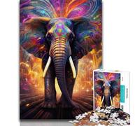 Puzzle éléphant psychédélique 1000 pièces pour Adultes, Jeu Stimulant et décoration Murale familiale, Cadeaux d'anniversaire et de Noël Uniques 38x26cm