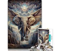 Puzzle éléphant psychédélique Animal 1000 pièces pour Adolescents, Jeu Stimulant et décoration Murale familiale, Cadeaux d'anniversaire et de Noël Uniques 38x26cm