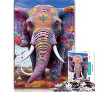 Puzzle éléphant psychédélique pour Adultes, 1 000 pièces, Jeu Stimulant et décoration Murale familiale, Cadeaux d'anniversaire et de Noël Uniques (50x75cm)