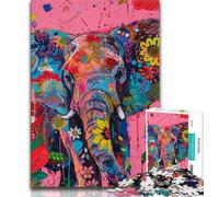 Puzzle éléphant psychédélique pour Adultes et Adolescents Ce Puzzle Relax Games est Un pour Toute la Famille 50x75cm