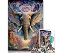Puzzle éléphant psychédélique pour Adultes et Adolescents, Jeu éducatif Amusant et Humoristique pour Anniversaire (75x50cm)