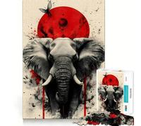 Puzzle éléphant Soleil Rouge, 1000 pièces, Difficile, pour Adultes, Souvenir, Boost, Calme, découpe Lisse, Cadeau Classique (38x26cm)