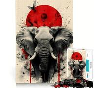 Puzzle Éléphant Soleil Rouge pour Adolescents, 1000 pièces, défi intellectuel, Jeu Relaxant et Amusant, découpe précise, Cadeau Festif (50x75cm)