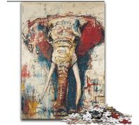 Puzzle éléphant Style Basquiat pour Adultes, 1000 pièces, activité familiale avec Affiche et fiche de Questions-réponses pour Les 14 Ans et Plus (50x75cm)