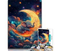 Puzzle Éléphant sur la Lune 1000 pièces pour Adolescents, Jeu Stimulant et Familial avec des pièces de Formes aléatoires entièrement emboîtables (50x75cm)