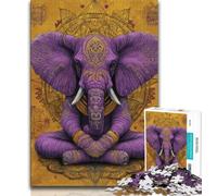 Puzzle éléphant Violet 1000 pièces pour Adultes et Adolescents, Aide Le Cerveau à exercer des Jouets addictifs pour cultiver la Patience, Jeu de défi Unique (38x26cm)