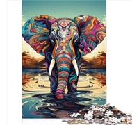 Puzzle Éléphants Colorés pour Adultes et Adolescents - 1000 Pièces en Carton - Défi d'Apprentissage 26 x 38 cm - 12 Ans et Plus