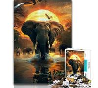 Puzzle éléphants d'Afrique 1000 pièces pour Adultes et Adolescents, idéal pour Tuer Le Temps en Vacances avec des pièces de Formes aléatoires entièrement emboîtables (38x26cm)