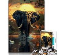 Puzzle éléphants d'Afrique 1000 pièces pour Adultes et Adolescents, idéal pour Tuer Le Temps en Vacances avec des pièces de Formes aléatoires entièrement emboîtables (38x26cm)