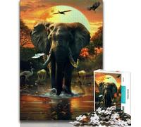 Puzzle éléphants d'Afrique pour Adultes 1000 pièces, Jeu Stimulant, Chaque pièce est Unique - Jeu Familial Stimulant 38x26cm