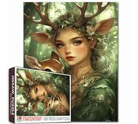 Puzzle Elfe et Cerf Sika - 1000 Pièces - Fée de la Forêt pour Adultes - Jeux d'Activités Familiales - Décoration Murale d'Intérieur - Cadeaux