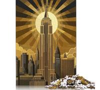 Puzzle Empire State Building Art 500 pièces en Bois pour Adultes et Adolescents de 18 Ans et Plus. Cadeau d'anniversaire 500 pièces (52 x 38 cm).