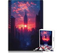 Puzzle Empire State Building au Coucher du Soleil pour Adolescents - 1000 Casse-têtes, Jeu éducatif, Cadeau mémorable et touchant - 50x75cm