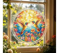 Puzzle en acrylique à suspendre à la fenêtre, 83 pièces à faire soi-même - Kit attrape-soleil pour adultes - Flamme émeraude - Colibri - Décoration de puzzle en acrylique - Cadeaux d'anniversaire