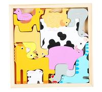 Puzzle en blocs, puzzles en bois pour tout-petits - Jouets éducatifs et sûrs pour trier les animaux de la ferme avec plateau de rangement, jouets d'apprentissage Montessori pour bébés 18 mois et p