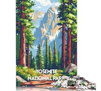 Puzzle en Bois 1000 pièces, Affiche du Parc National de Yosemite, pour Adultes, Cadeaux pour Adolescents, Jeu éducatif, Jouet de défi, 1000 pièces (75 x 50 cm)