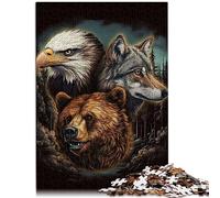 Puzzle en Bois 1000 pièces, Cadeaux d'anniversaire et de noël Uniques, 50x75cm, décoration Murale, Les Animaux d'amérique