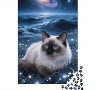 Puzzle en Bois 1000 Pièces - Chat Birman | Odyssée Visuelle pour Petits Explorateurs Et Grands Rêveurs | Plongez dans Un Monde De Fantaisie