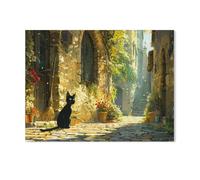 Puzzle en Bois 1000 Pieces,Chat Noir - Dessin animé Anime,Adultes Enfants Classique Jeu Cadeau(75x50cm)-AD69