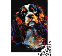 Puzzle en Bois 1000 pièces de LiJianXXL - Cavalier King Charles Spaniel - Puzzle Carré pour Adultes et Enfants à partir de 14 ans - Cadeau - 75x50 cm