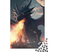 Puzzle en bois 1000 pièces - Dragon du Feu et de la Furie - Puzzle rectangulaire créatif - Jeux familiaux et amis - 1000 pièces (75 x 50 cm)