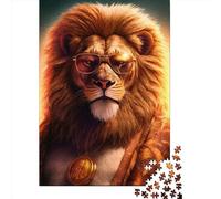 Puzzle en bois 1000 pièces en forme de lion pour adultes, créatif, rectangulaire, pour exercices mentaux, cadeau de Noël, 1000 pièces (75 x 50 cm)