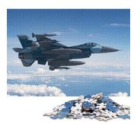Puzzle en Bois 1000 pièces F16 Fighting Falcon Jet Puzzle pour Adultes 1000 pièces (75 x 50 cm)