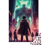 Puzzle en bois 1000 pièces "Invasion de monstres", puzzle en bois pour adultes et adolescents à partir de 12 ans, cadeaux de Noël, 1000 pièces (75 x 50 cm)