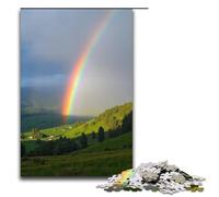 Puzzle en Bois 1000 pièces « l'arc-en-Ciel s'étend sur Toute la vallée après la Pluie » pour Enfants décoration d'intérieur 1000 pièces (75 x 50 cm)