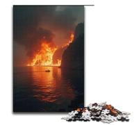 Puzzle en Bois 1000 pièces « L'incendie de la Falaise Rouge » pour Enfants décoration d'intérieur 1000 pièces (38 x 26 cm)