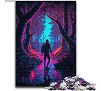 Puzzle en Bois 1000 pièces Lost in Neon Woods, Taille 50x75cm, Jeu de réflexion interactif pour Toute la Famille, adapté aux 14 Ans et Plus.