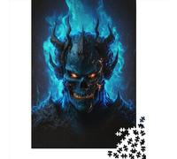 Puzzle en Bois 1000 pièces, Motif démon des Flammes de l'enfer, Puzzle rectangulaire créatif, pour Les Jeux en Famille et Entre Amis, 1000 pièces (75 x 50 cm)